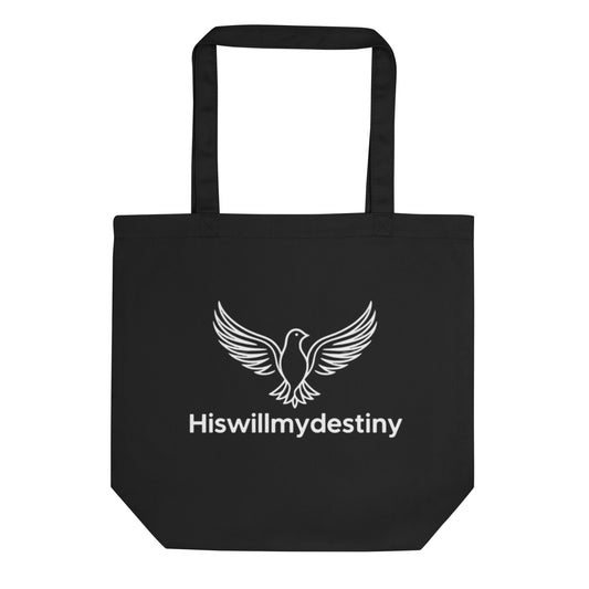 Christian faith tote bag with dove logo - Hiswillmydestiny