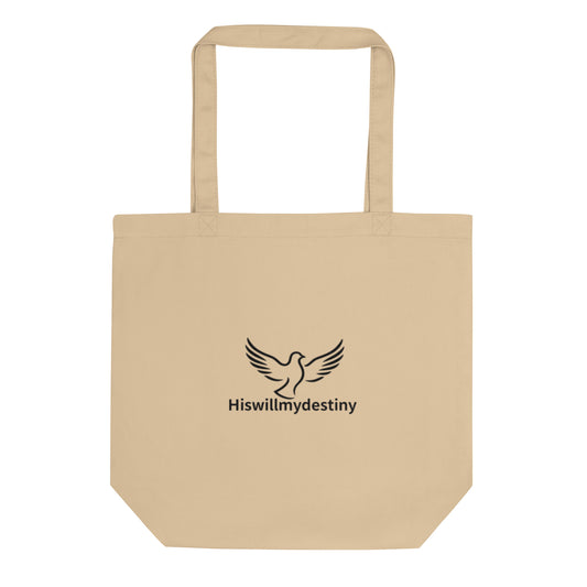 Christian faith tote bag with dove logo - Hiswillmydestiny